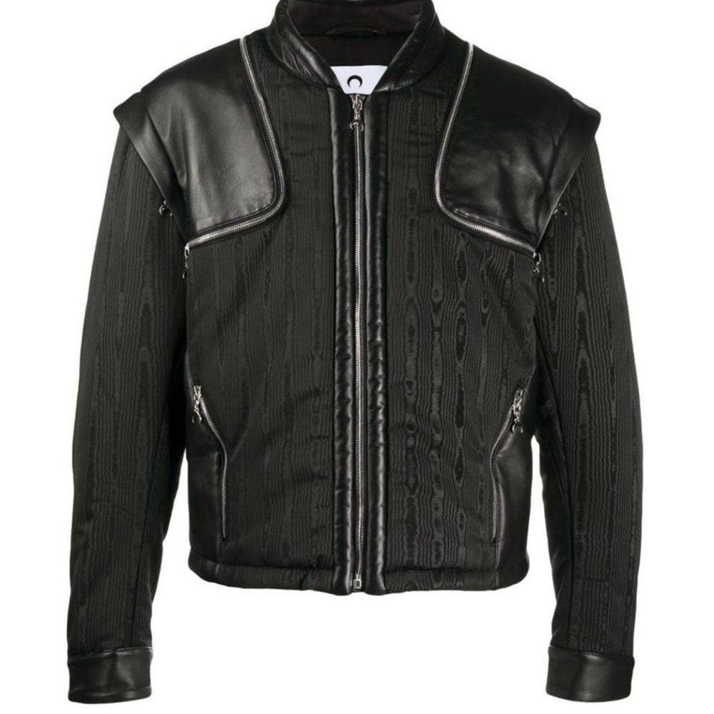 Marine Serre Convertible Moire-effect Biker Jacket